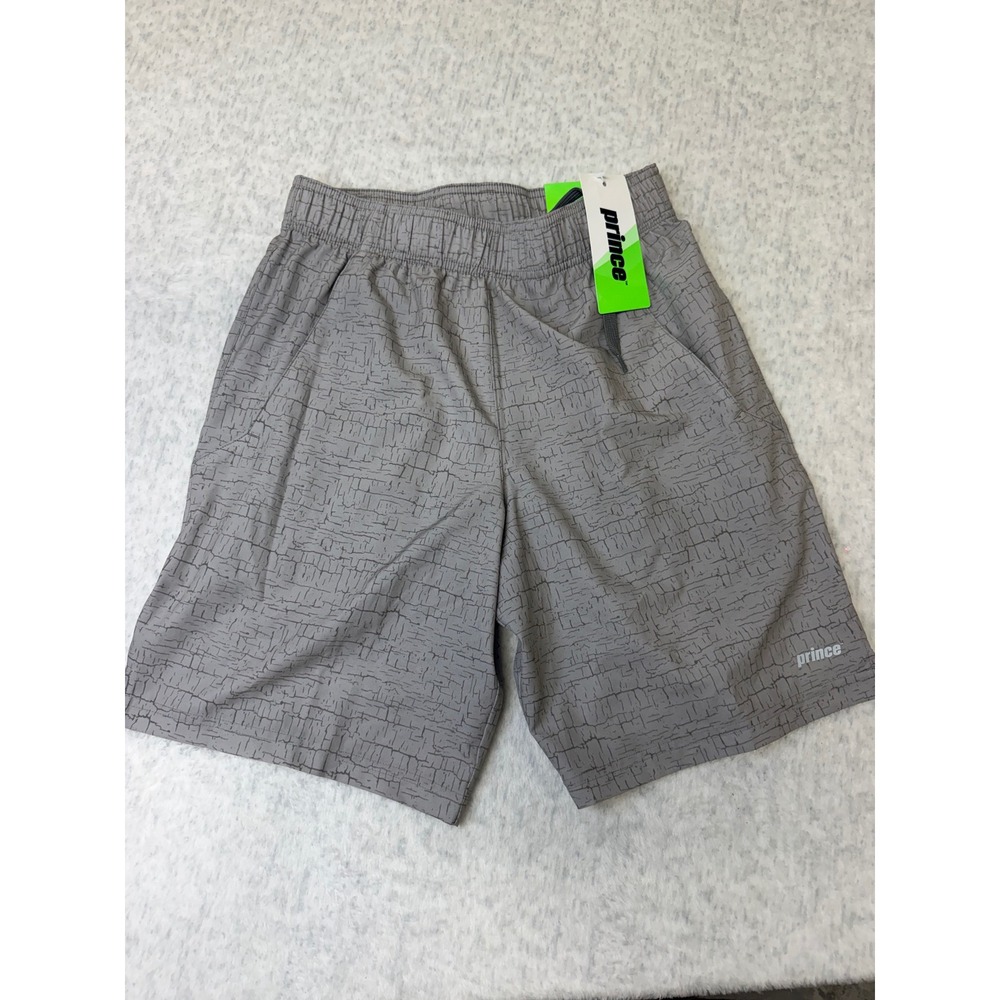 Prince Mens Tennis Fashion Print 9Inch Woven Short Gray Cracked Earth MPT14008FF